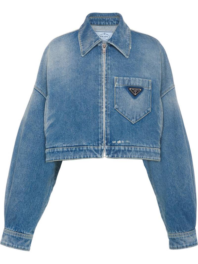 Prada cropped organic-denim jacket - Blue von Prada