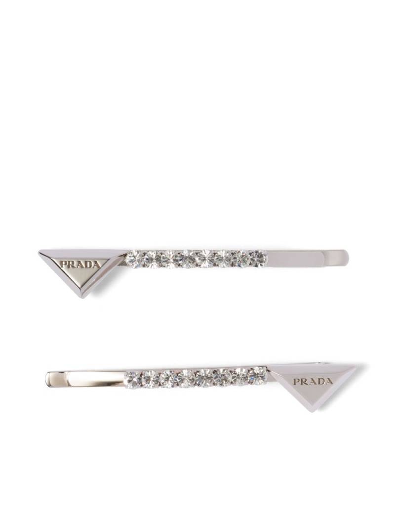 Prada crystal-embellished hair clips (set of two) - Silver von Prada