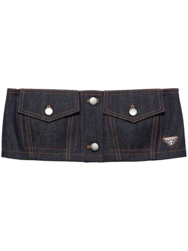 Prada denim strapless crop top - Blue von Prada