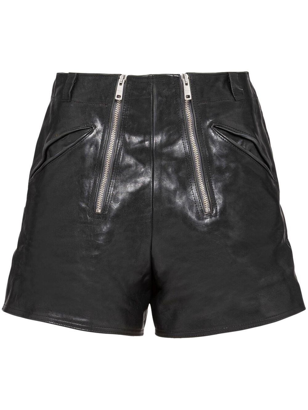 Prada double-zip leather shorts - Black von Prada