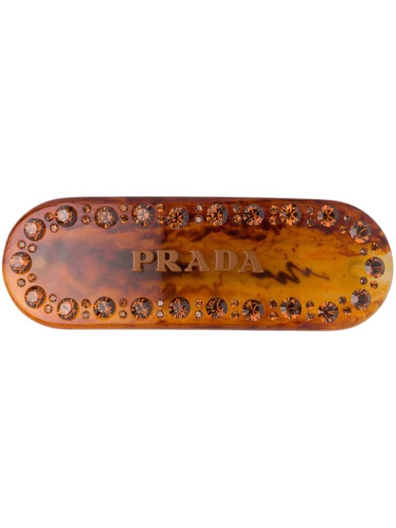 Prada logo-lettering hair clip - Brown von Prada