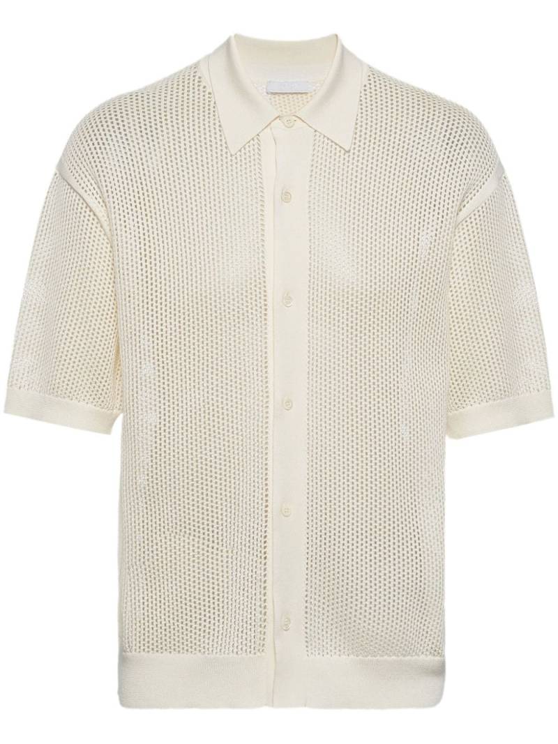 Prada embroidered-logo knitted polo - Neutrals von Prada