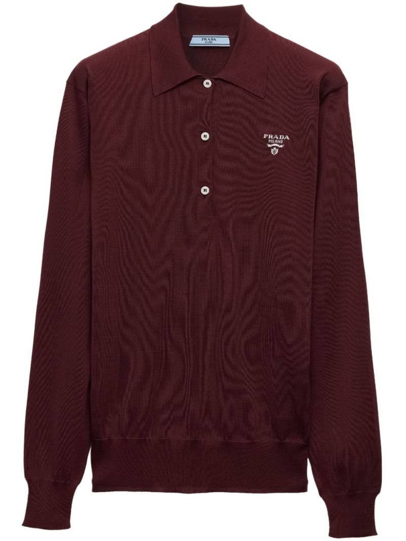 Prada embroidered-logo silk polo shirt von Prada