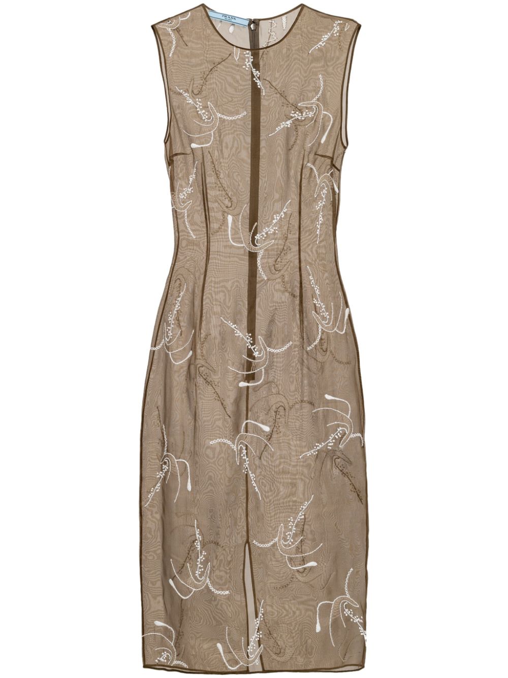 Prada embroidered sheer silk midi dress - Neutrals von Prada