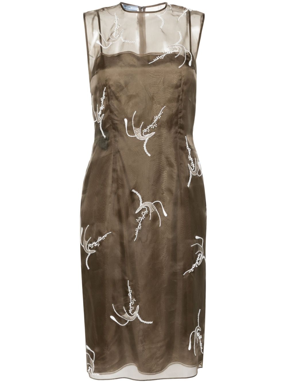 Prada embroidered slip midi dress - Green von Prada