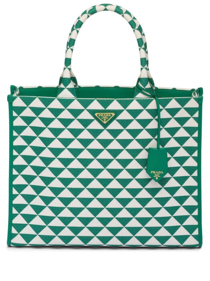 Prada large Symbole embroidered tote bag - Green von Prada