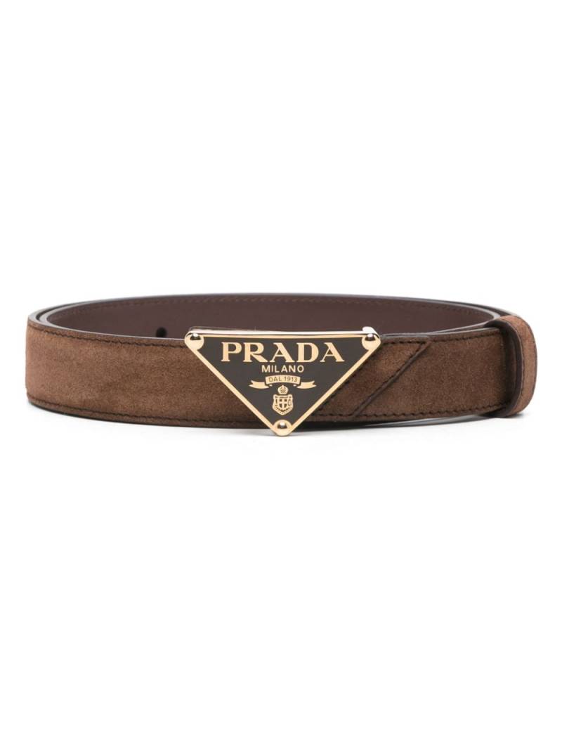 Prada enamel triangle-logo belt - Brown von Prada