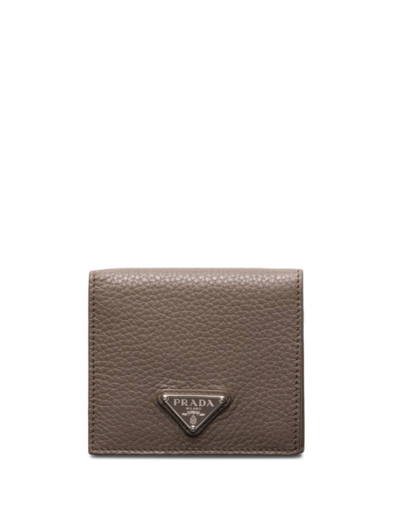 Prada enamel triangle-logo wallet - Grey von Prada