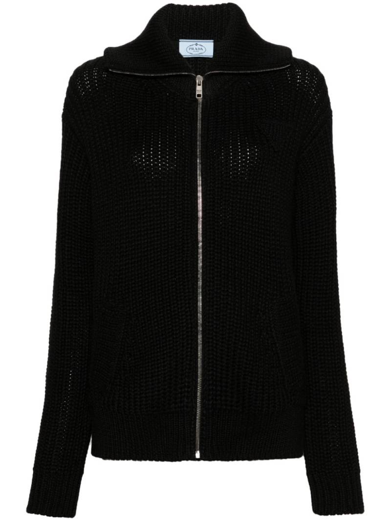 Prada enamel-triangle zip-up cardigan - Black von Prada