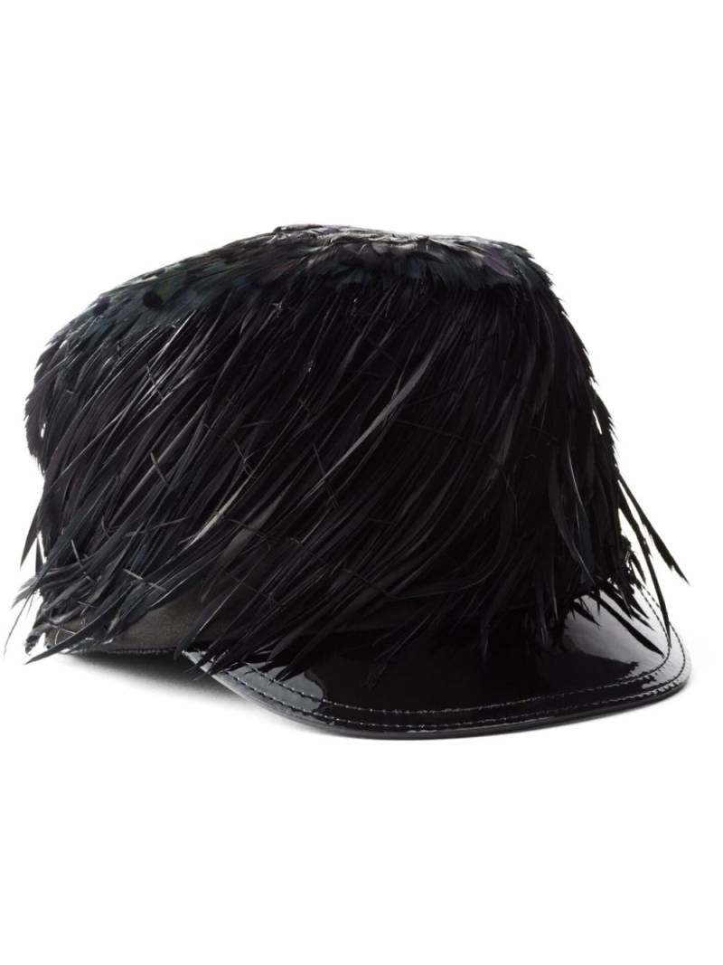 Prada feather-embellished baker boy hat - Black von Prada