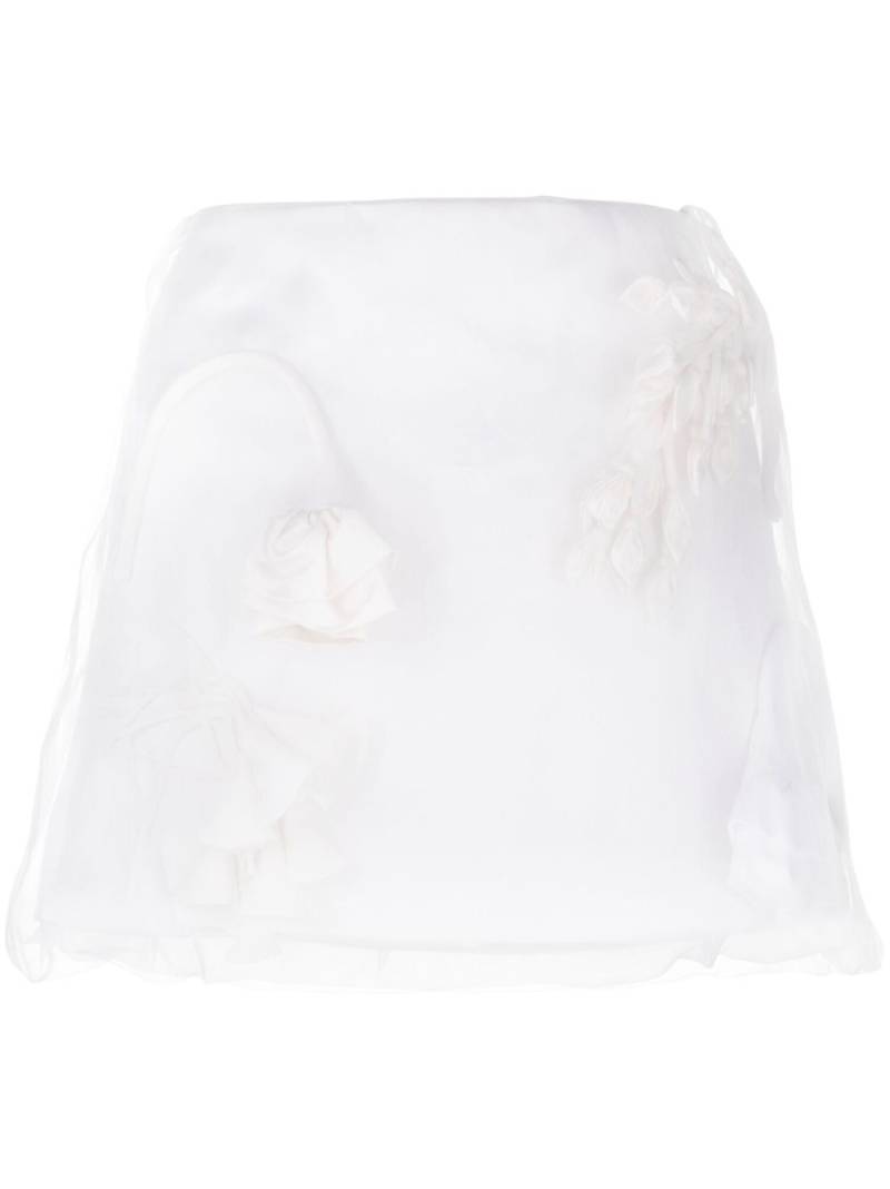 Prada floral-appliqué silk miniskirt - White von Prada