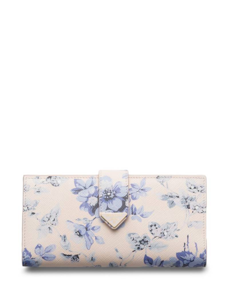 Prada floral-print leather wallet - Blue von Prada