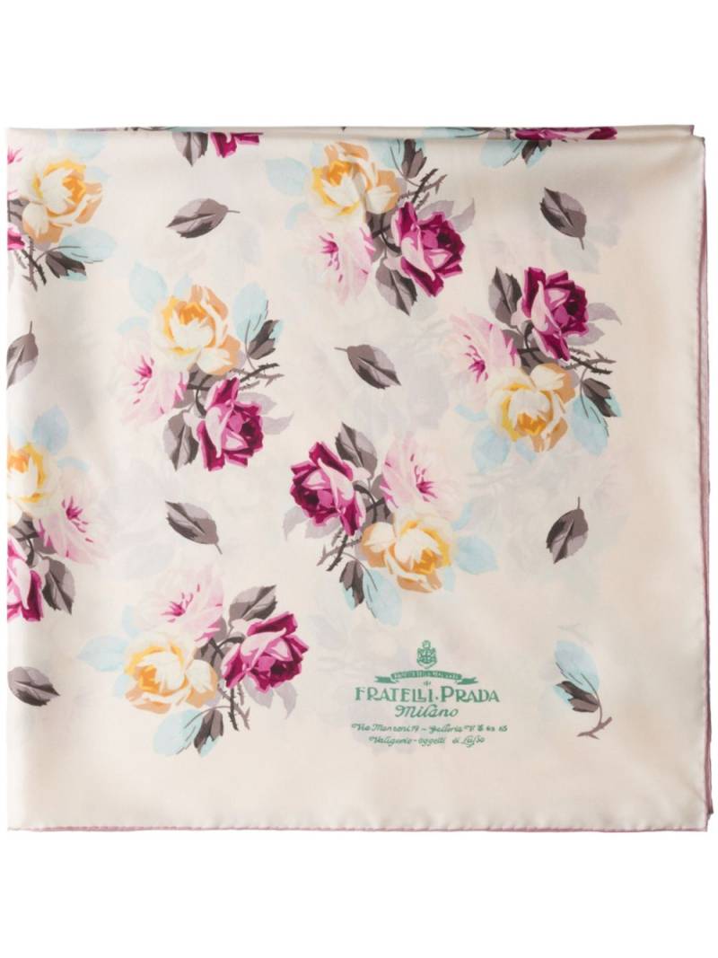 Prada floral-print silk scarf - Neutrals von Prada