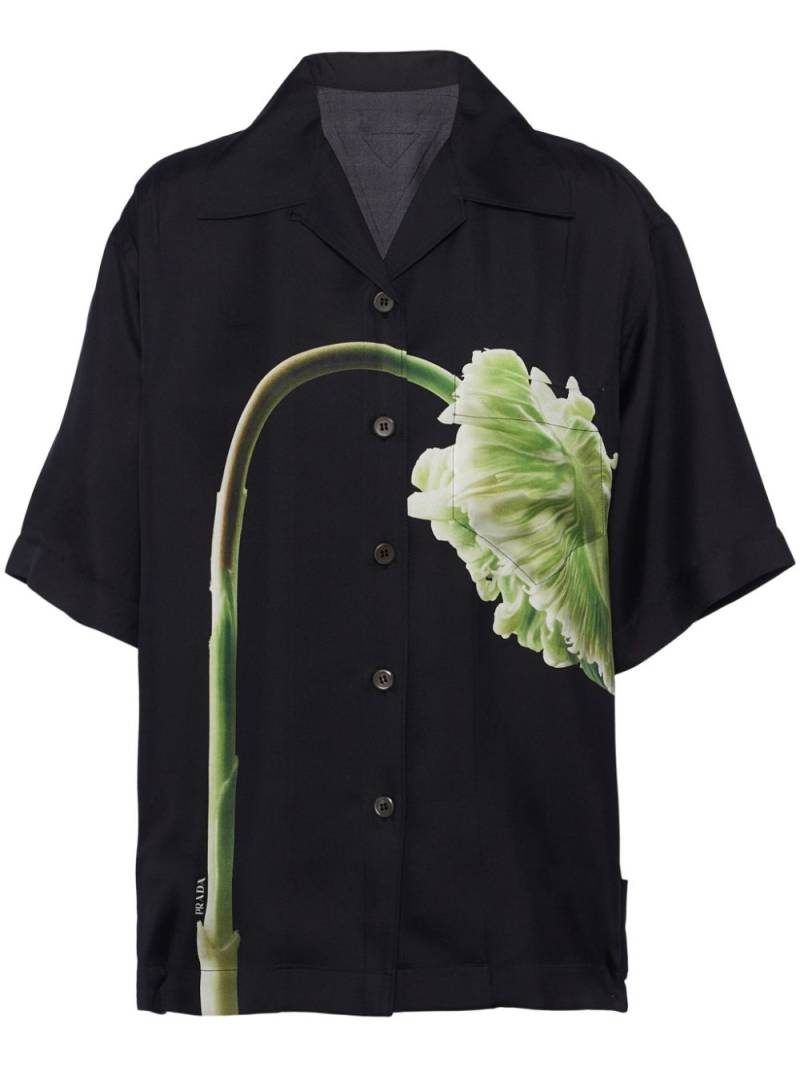 Prada floral-print silk twill shirt - Black von Prada