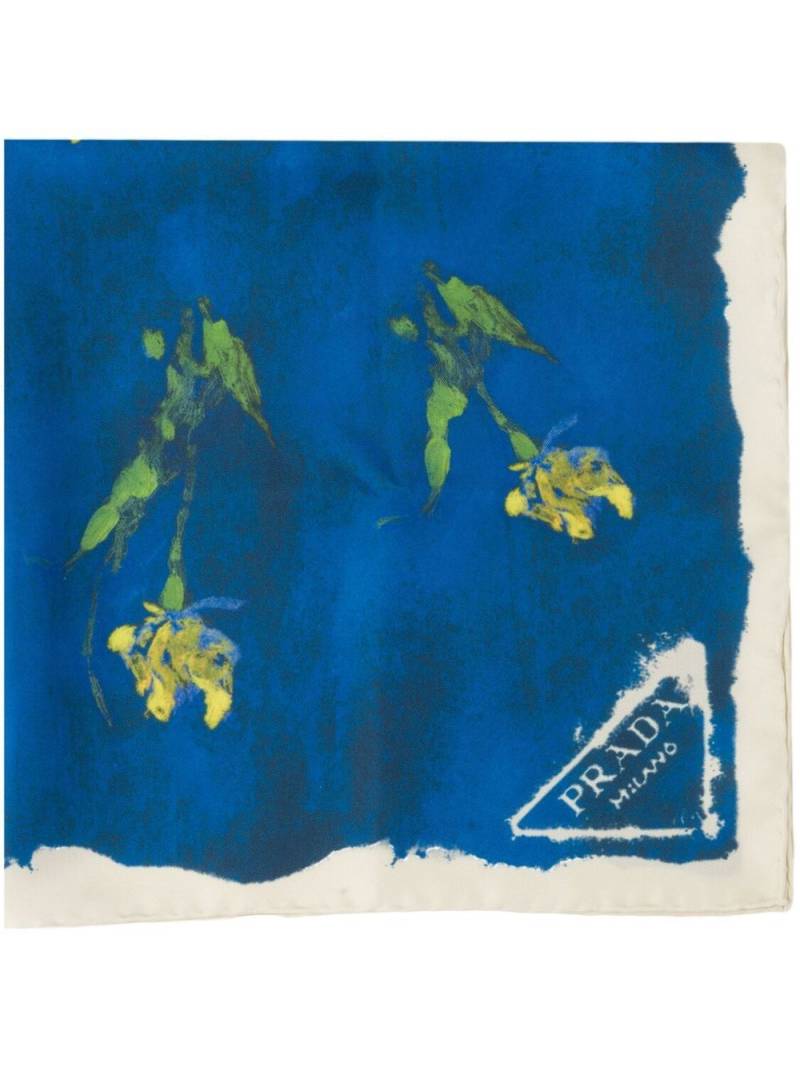 Prada floral-print silk scarf - Blue von Prada