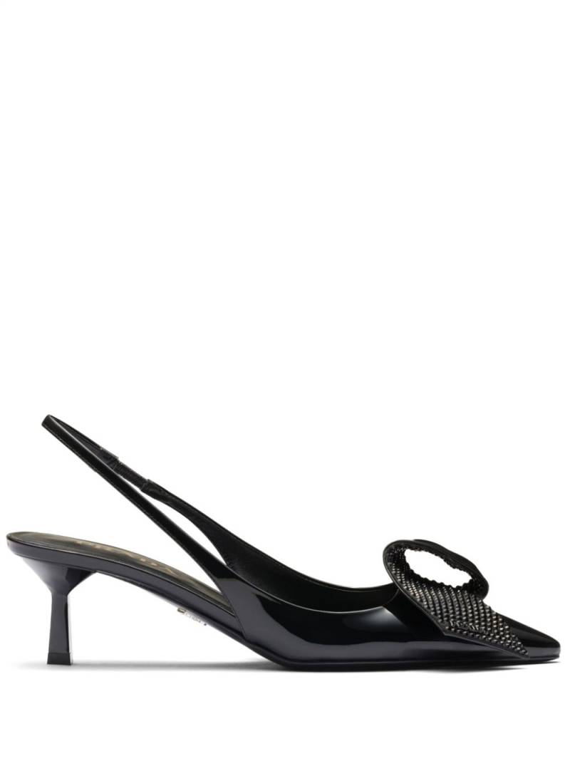 Prada 55mm crystal-embellished slingback pumps - Black von Prada