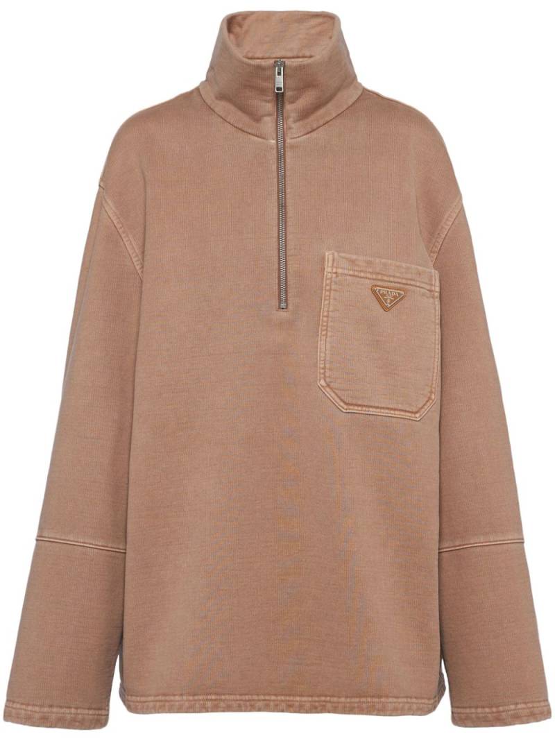 Prada funnel-neck cotton sweatshirt - Brown von Prada