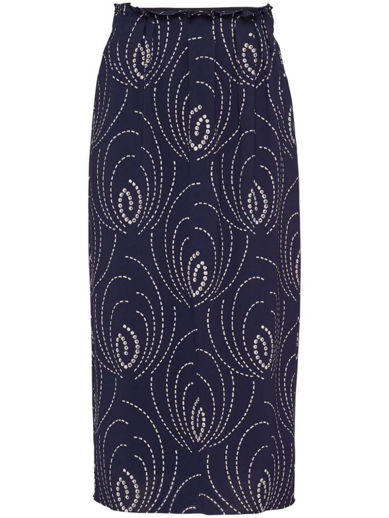 Prada geometric-print pencil skirt - Blue von Prada