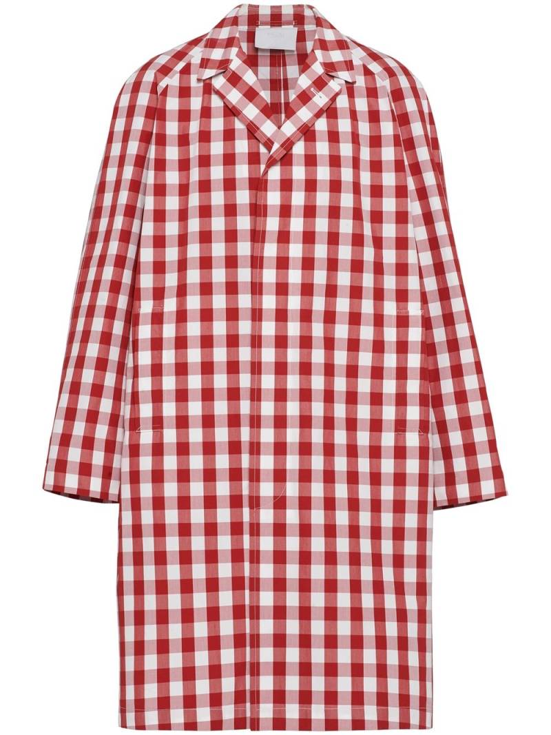 Prada gingham-check cotton coat - White von Prada