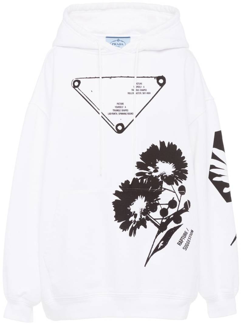 Prada graphic-print drawstring hoodie - White von Prada