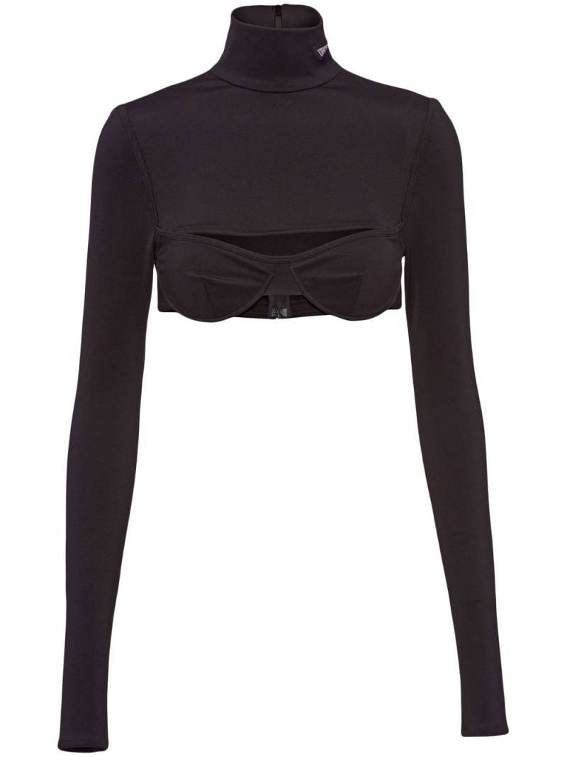 Prada high-neck crop top - Black von Prada