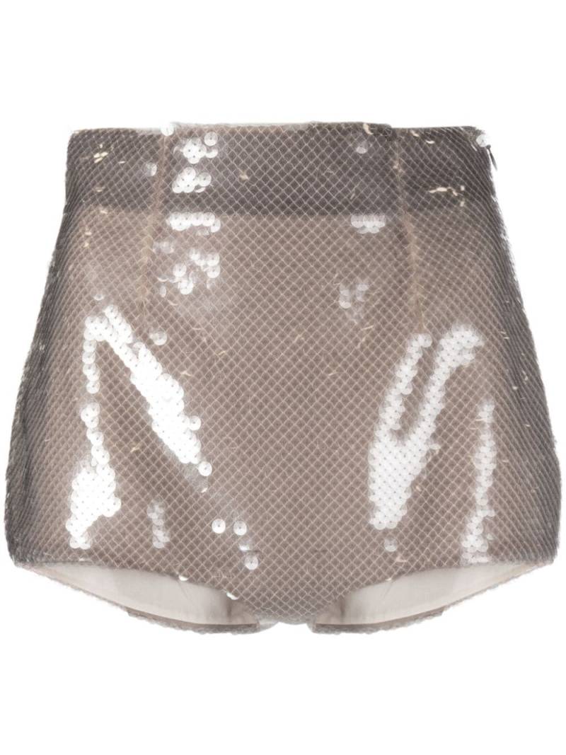 Prada high-waist sequined shorts - Neutrals von Prada