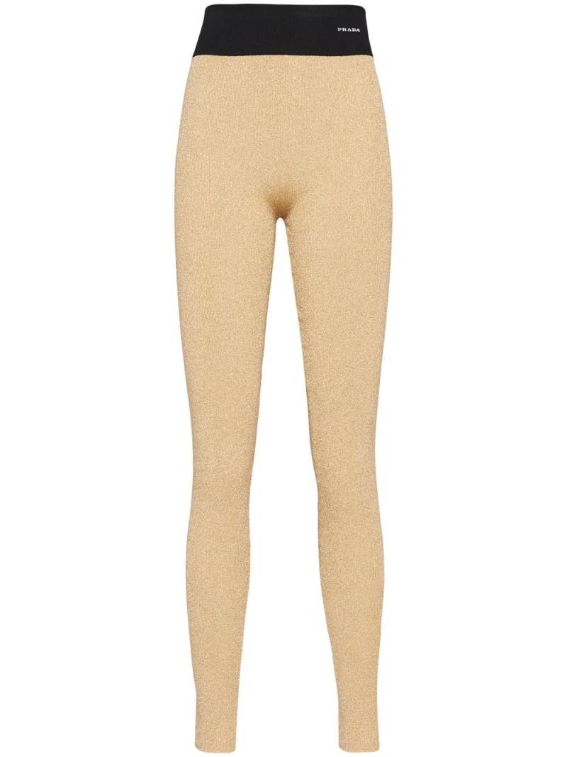 Prada high-rise lamé trousers - Gold von Prada