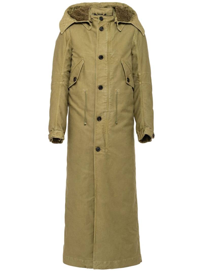 Prada hooded long parka coat - Green von Prada