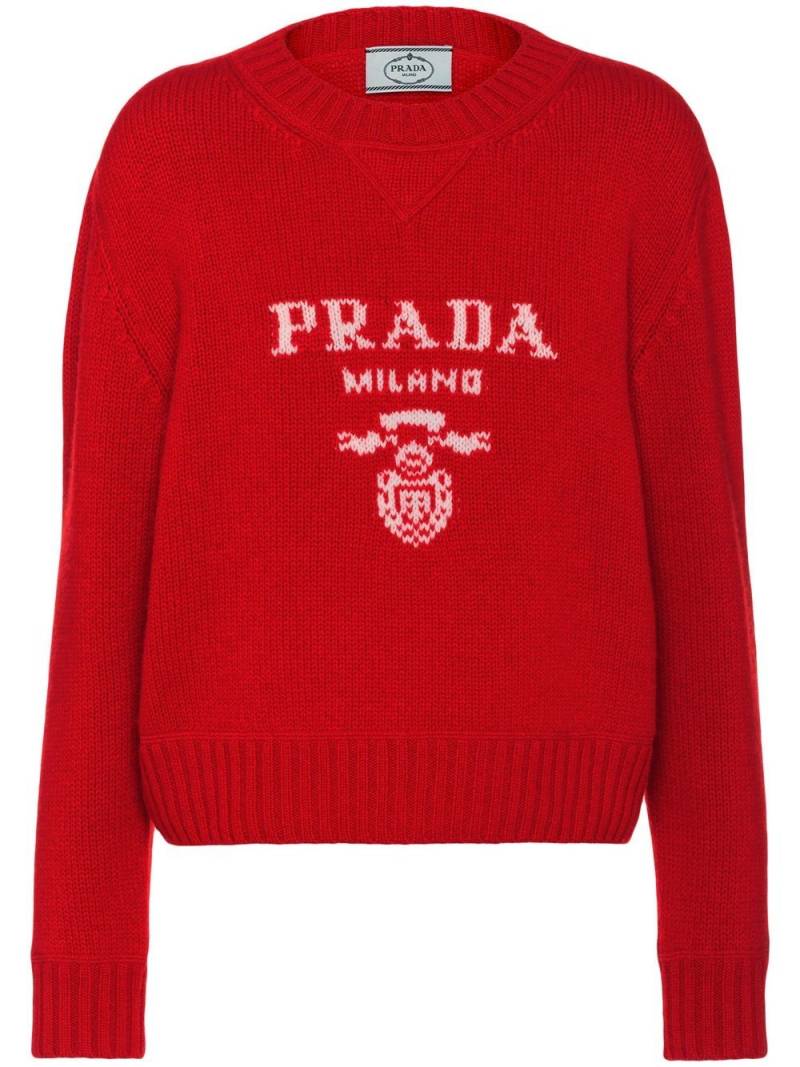 Prada logo-intarsia cashmere jumper - Red von Prada