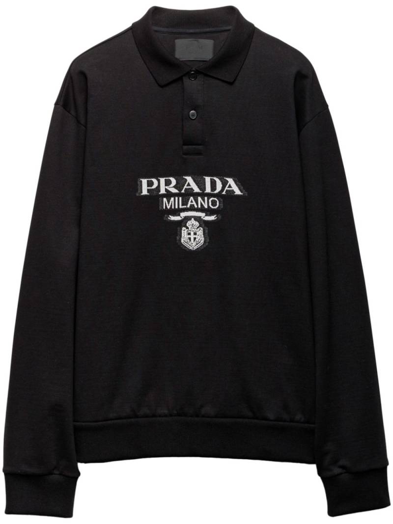 Prada jacquard-knitted logo polo shirt - Black von Prada