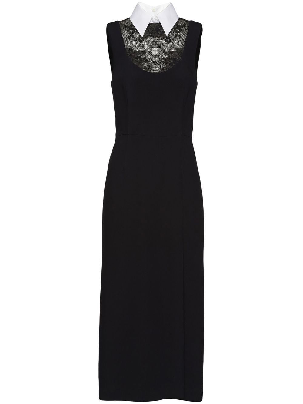Prada lace-panelled cady midi dress - Black von Prada