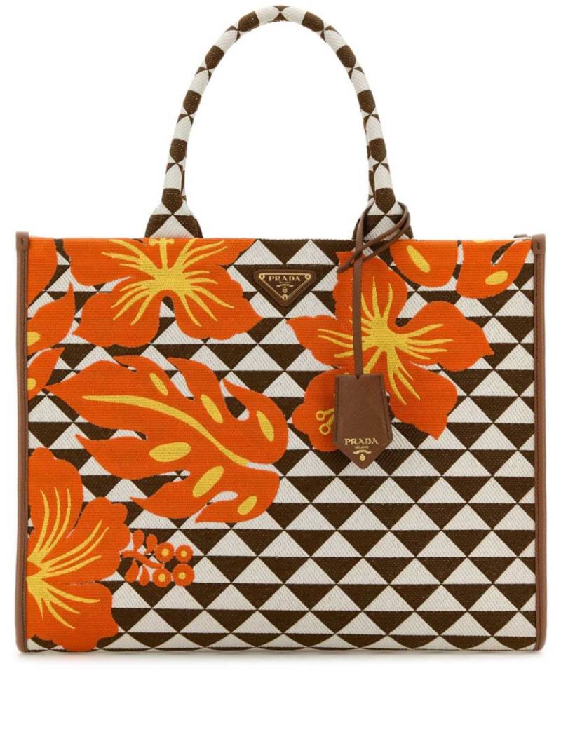 Prada large embroidered Symbole shopping bag - Brown von Prada