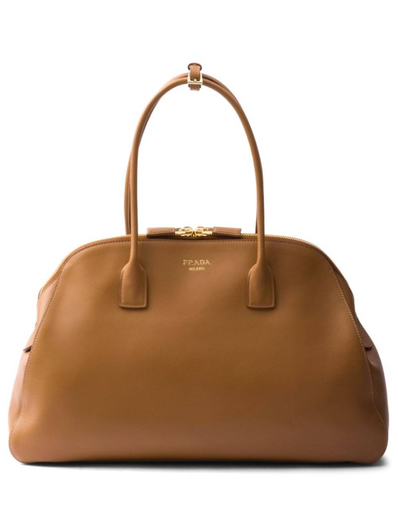 Prada large leather tote bag - Brown von Prada