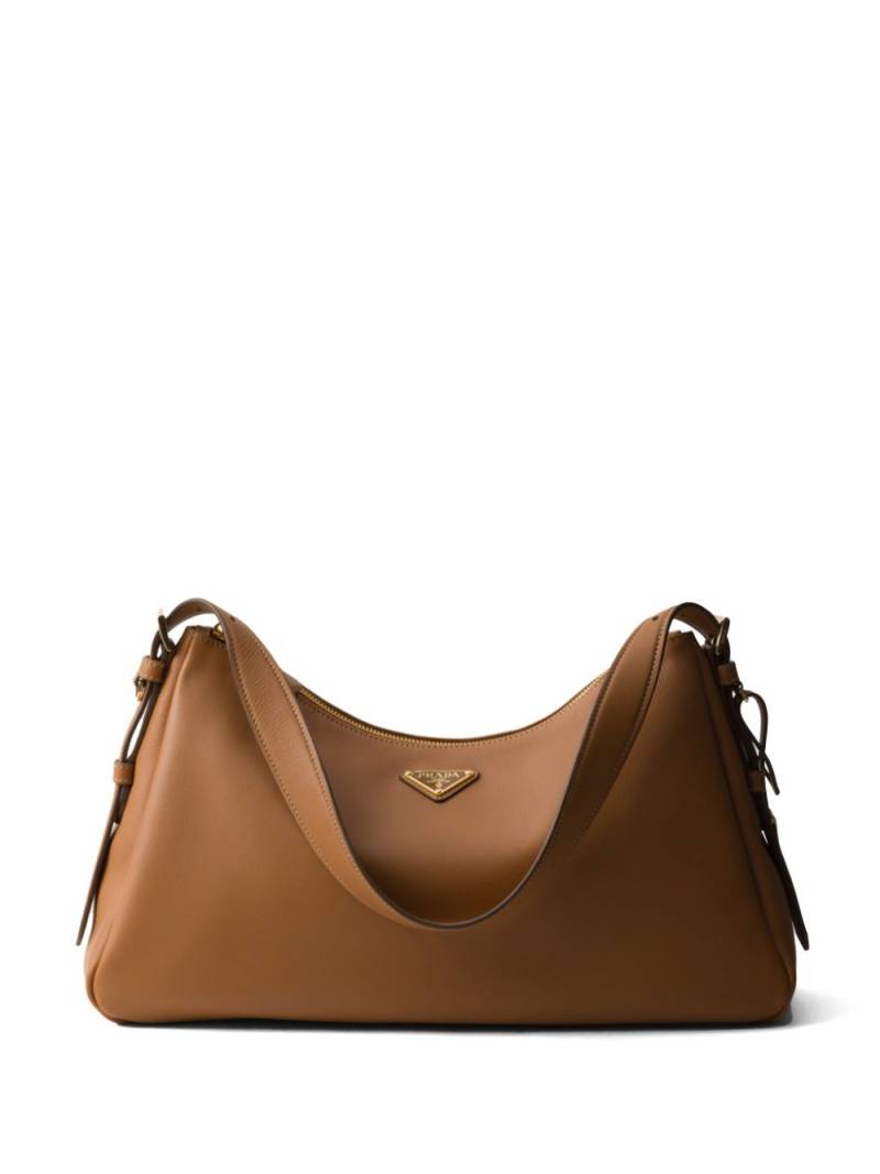 Prada large triangle-logo shoulder bag - Brown von Prada