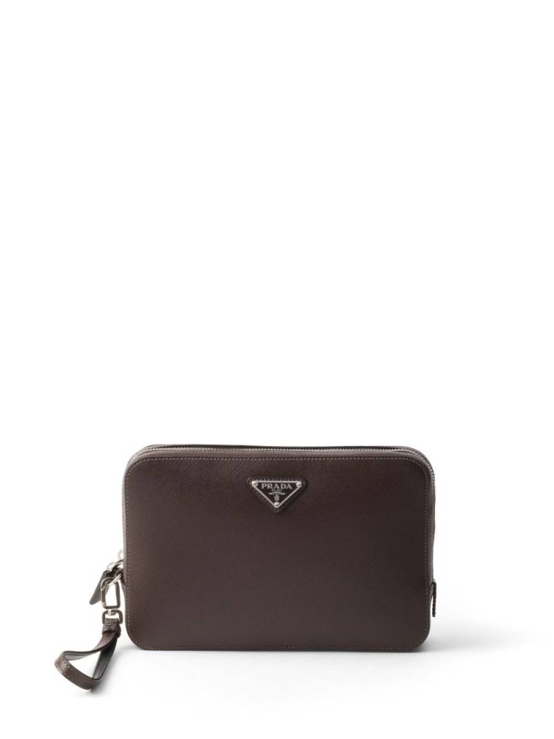 Prada leather clutch bag - Brown von Prada