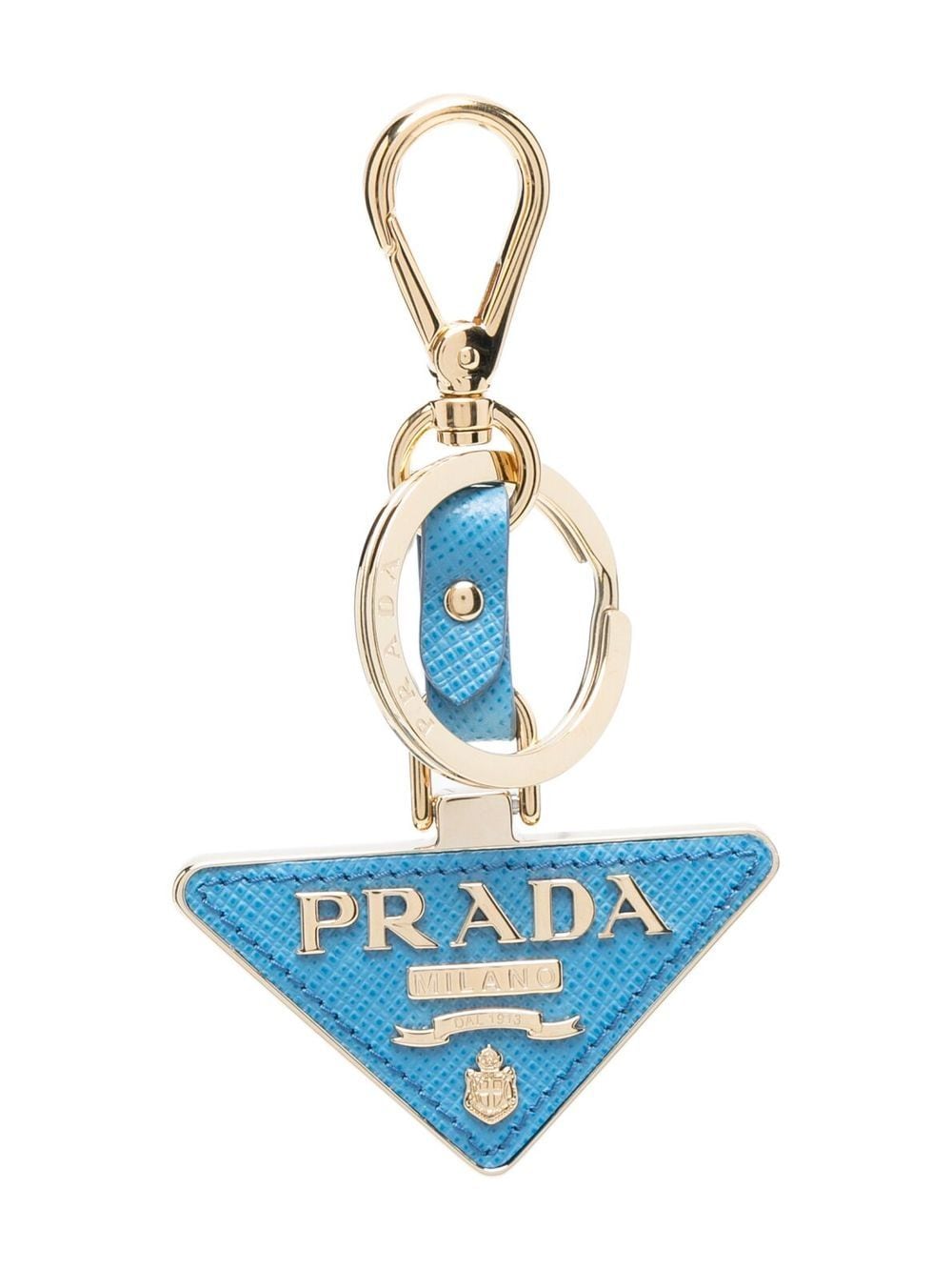 Prada leather logo-charm key ring - Blue von Prada