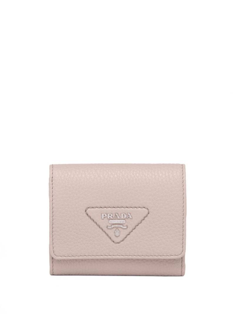 Prada leather logo-plaque wallet - Pink von Prada