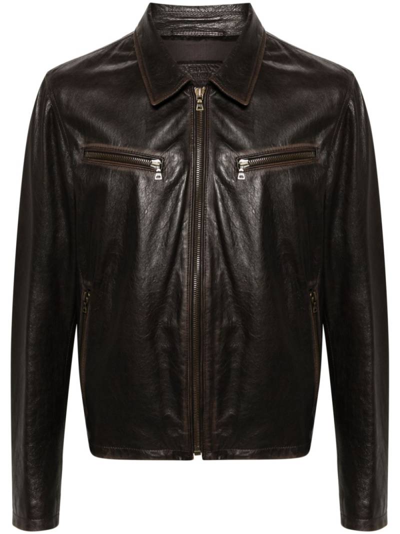 Prada leather shirt jacket - Brown von Prada