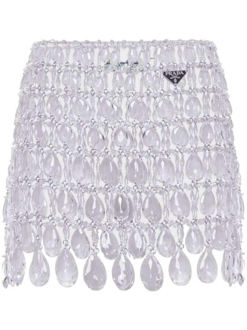 Prada crystal-embellished fringed miniskirt - Silver von Prada