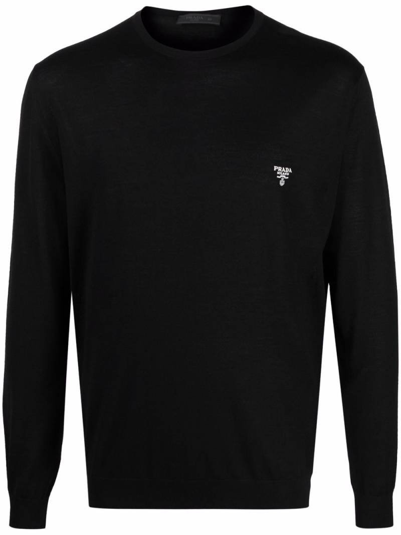 Prada logo crew neck jumper - Black von Prada