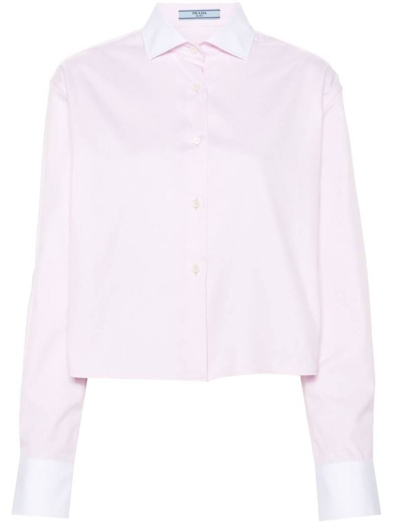 Prada logo-embroidered cotton shirt - Pink von Prada