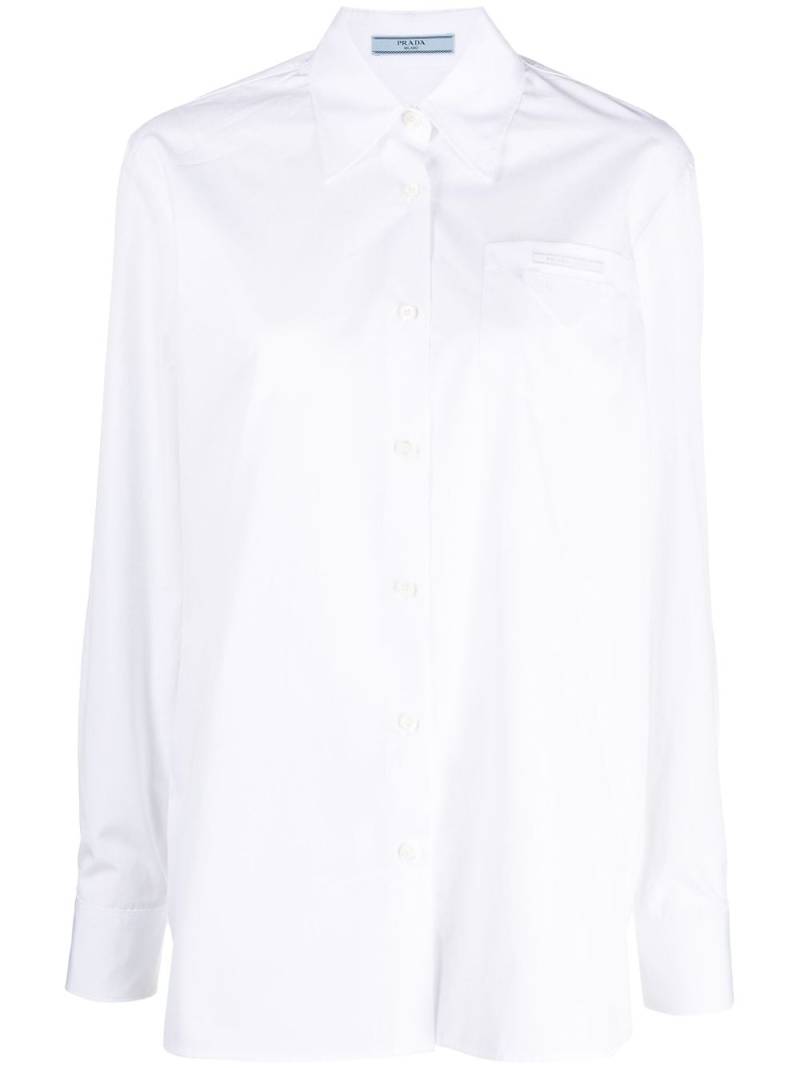 Prada logo-embroidered cotton shirt - White von Prada