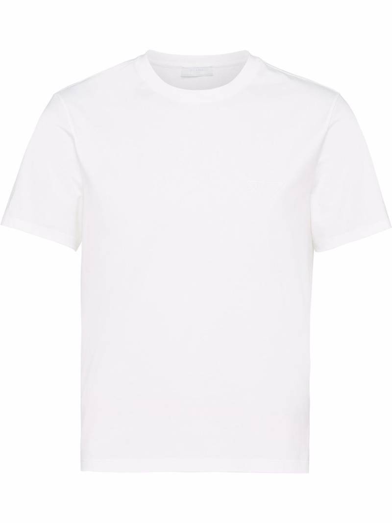 Prada logo-embroidered cotton T-shirt - White von Prada