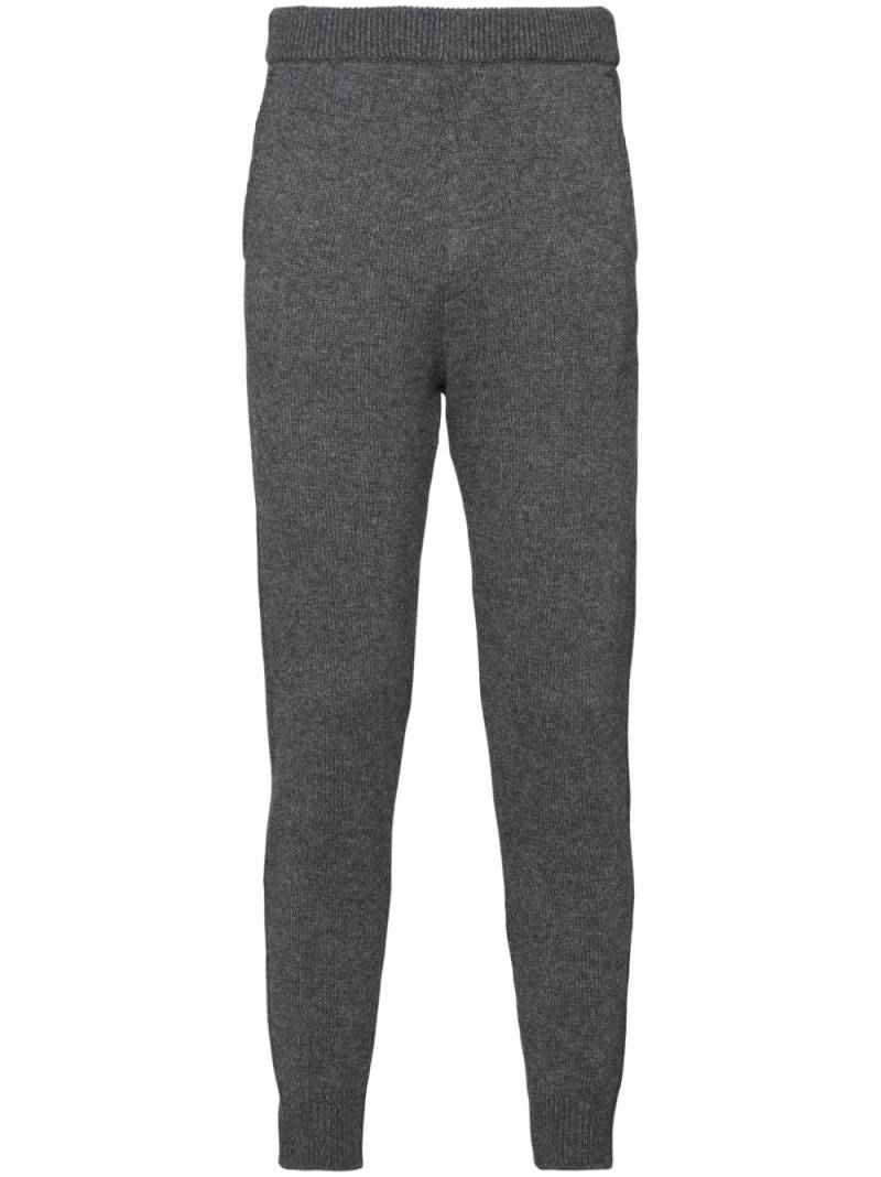 Prada logo-embroidered cashmere trousers - Grey von Prada