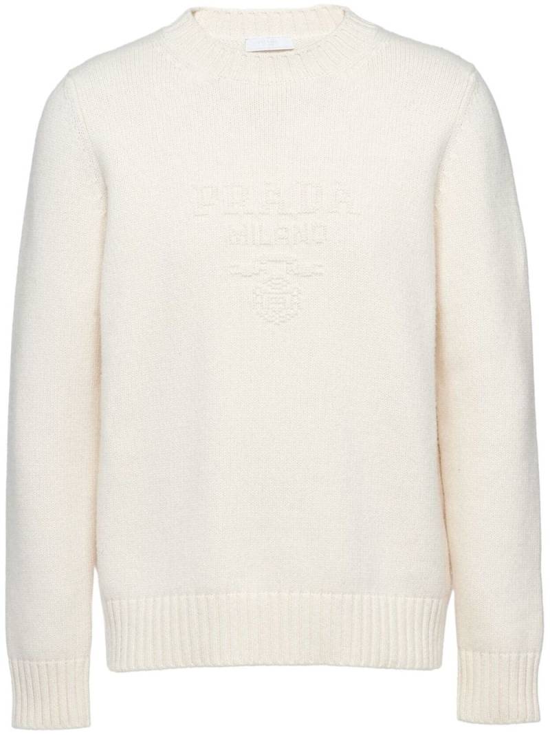 Prada logo-embroidered cashmere jumper - White von Prada