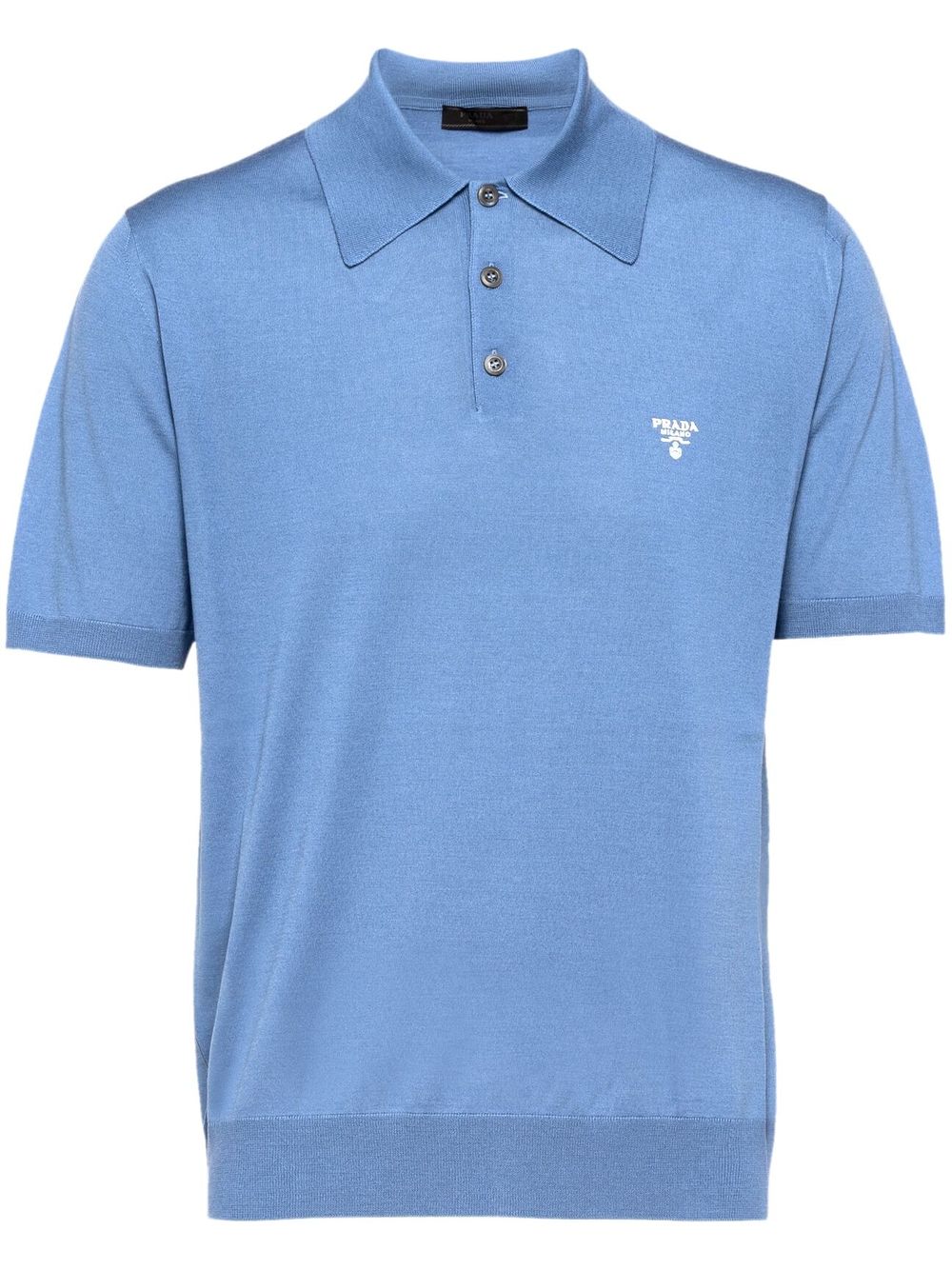 Prada logo-embroidered wool polo shirt - Blue von Prada