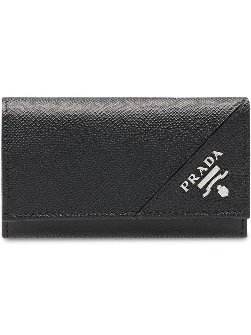 Prada leather keychain wallet - Black von Prada