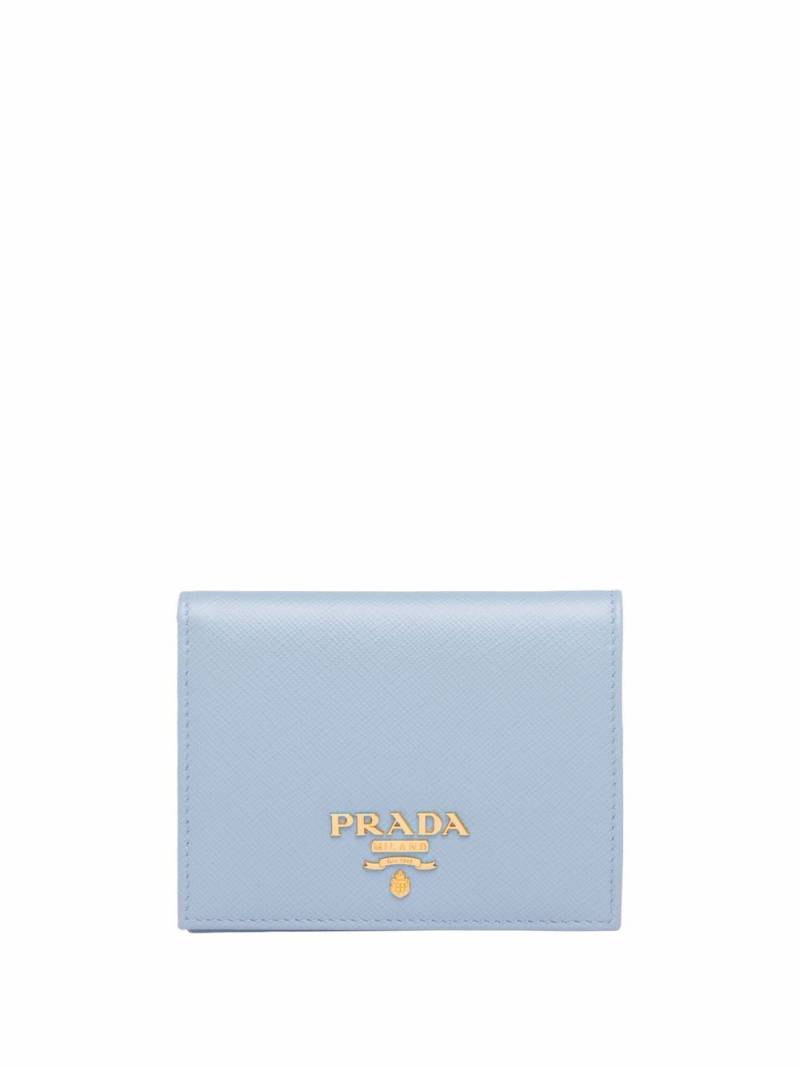 Prada logo-lettering compact wallet - Blue von Prada