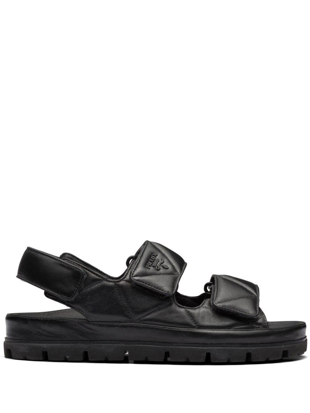 Prada logo-lettering quilted leather sandals - Black von Prada