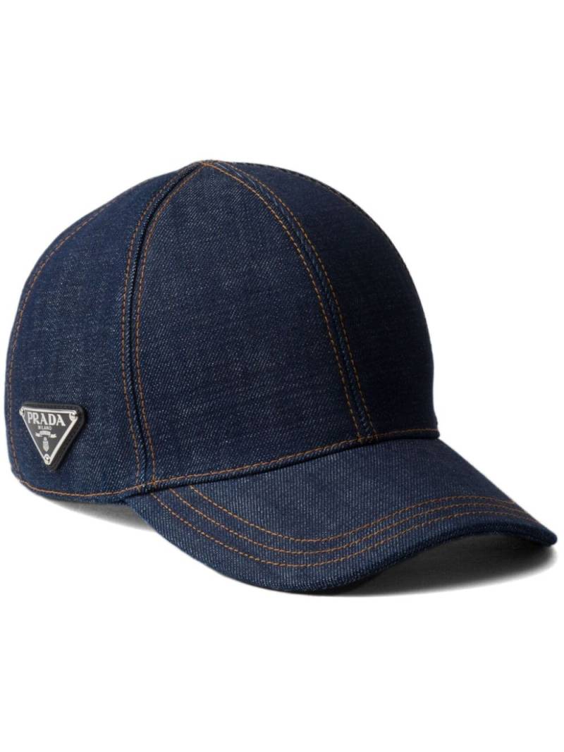 Prada logo-patch denim baseball cap - Blue von Prada